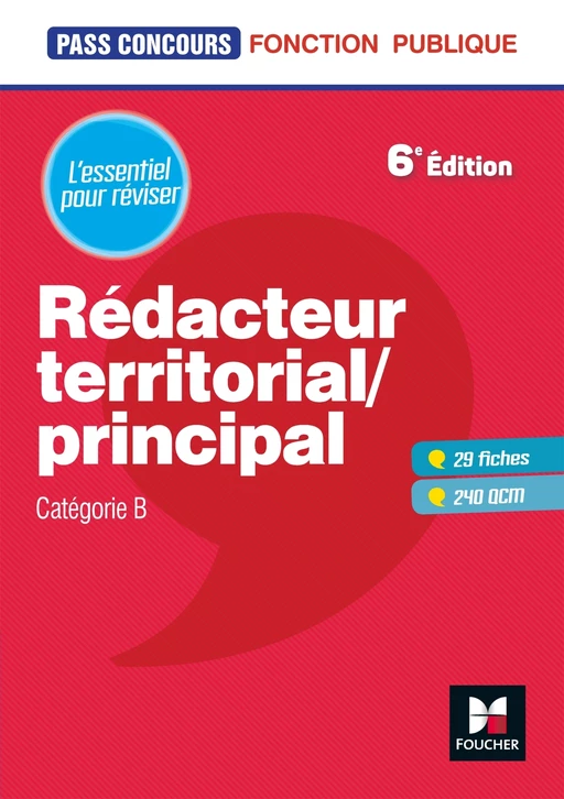 Pass'Concours - Rédacteur territorial/principal - Cat B - Révision et entraînement - René Canfin-Doco, Claude Parisse, Florence Lapierre Daric - Foucher