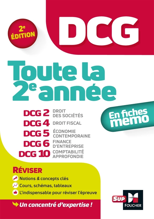 DCG : Toute la 2e année du DCG 2, 4, 5, 6, 10 en fiches - Révision - José Destours, Annaïck Guyvarc'h, Jean-Yves Jomard, Mohamed Kébli, Rémi Leurion, Jean-Luc Mondon, Françoise Rouaix, Arnaud Thauvron, Alain Burlaud - Foucher