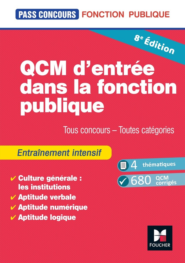 Pass'Concours - QCM d'entrée dans la fonction publique - Révision et entrainement 8e édition - Anne Ducastel - Foucher