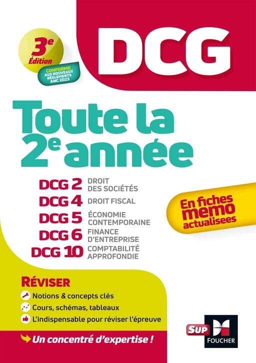 DCG - Toute la 2e année du DCG 2, 4, 5, 6, 10 en fiches - Révision 2024-2025 - José Destours, Annaïck Guyvarc'h, Jean-Yves Jomard, Mohamed Kébli, Rémi Leurion, Jean-Luc Mondon, Françoise Rouaix, Arnaud Thauvron, Alain Burlaud - Foucher