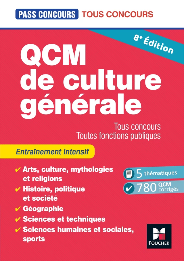 Pass'Concours - QCM de culture générale - Tous concours - 8e édition - Entraînement - Valérie Beal, Anne Ducastel - Foucher